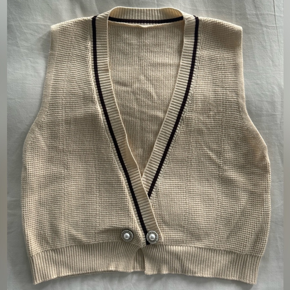 Cream Knit Sweater Vest